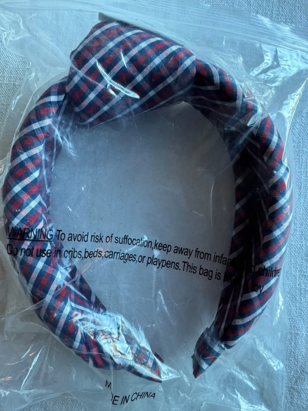 Draper James Red/White/Blue Picnic Plaid Knot Headband-NWT